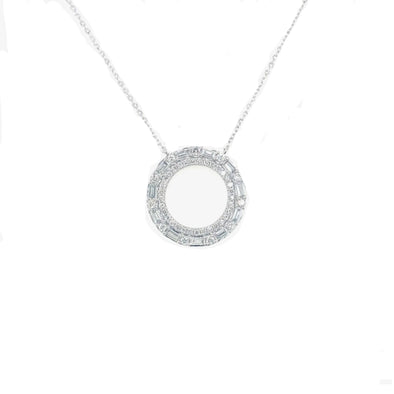 Baguette and Round Diamond Circle of Life Pendant