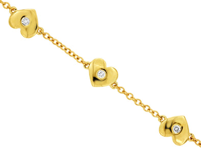 Diamond Accented Heart Design Chain Bracelet
