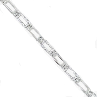 Diamond Accented Rectangular Link Design Bracelet