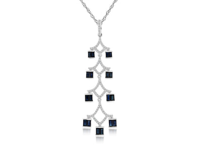 Sapphire and Diamond Accented Chandelier Design Pendant