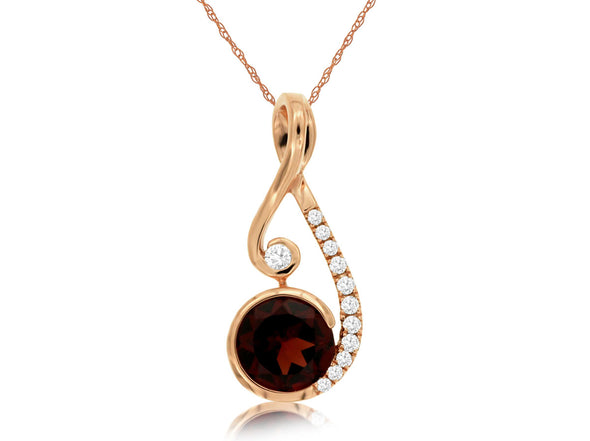 Garnet and Diamond Accented Contemporary Style Pendant