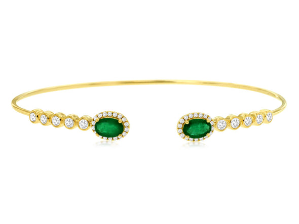 Emerald and Diamond Accented Cuff Bracelet