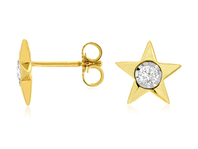 Diamond Accented Star Design Stud Earrings