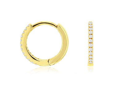 10mm Round Diamond Hoop Earrings