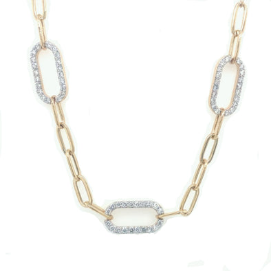 Diamond Accented Paperclip Design Necklace