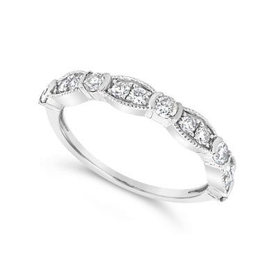 Milgrain Edge Tapered Design Diamond Wedding Band - .50 carat t.w.