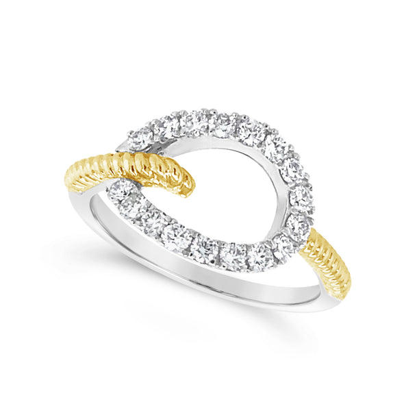 Diamond Open Horseshoe and Ridged Design Ring