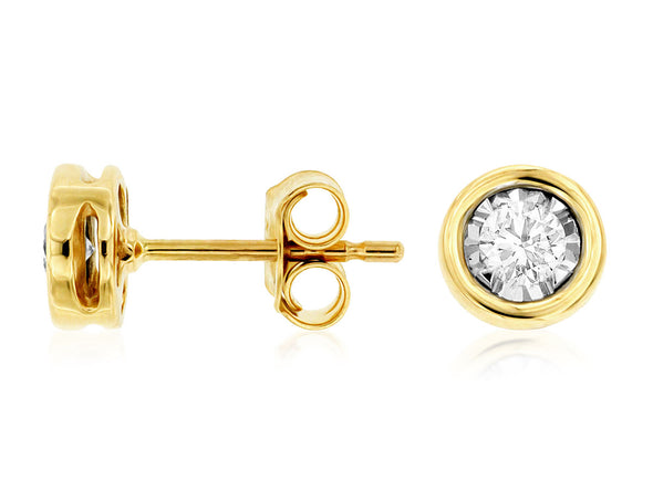 Bezel Set Diamond Stud Earrings