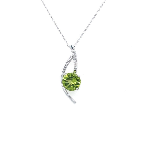 Contemporary Style Peridot and Diamond Accented Pendant