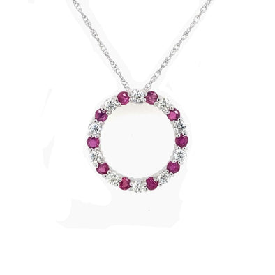 Ruby and Diamond Circle of Life Pendant