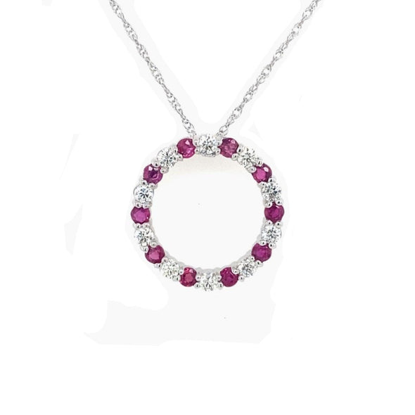 Ruby and Diamond Circle of Life Pendant