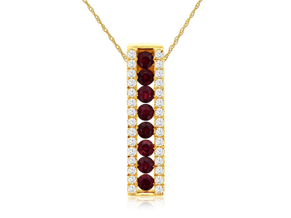 Ruby and Diamond Bar Design Pendant