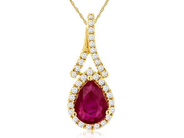 Pear Shaped Ruby and Diamond Pendant