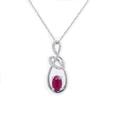 Ruby and Diamond Free Form Style Open Pendant