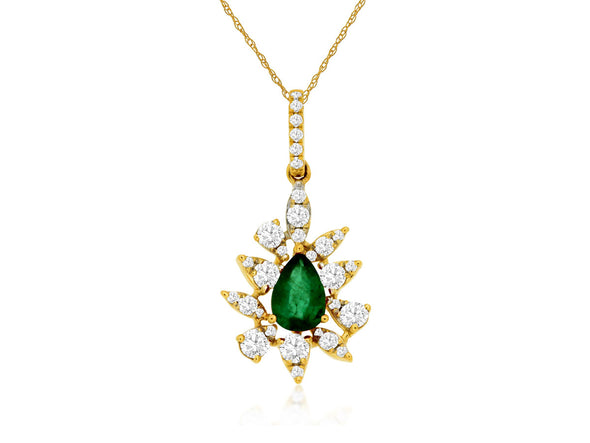 Emerald and Vintage Diamond Halo Pendant