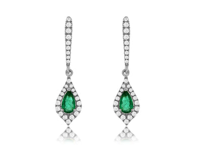 Emerald and Diamond Dangle Earrings