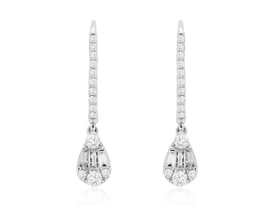Diamond Teardrop Design Dangle Earrings