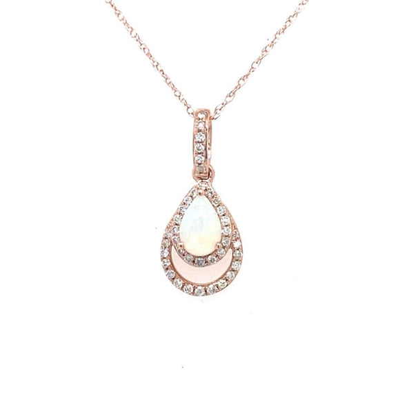 Opal and Diamond Double Halo Design Pendant