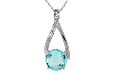 Blue Topaz and Diamond Accented Pendant