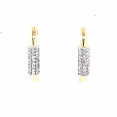 Diamond Bar Accented Elongated Hoop Earrings