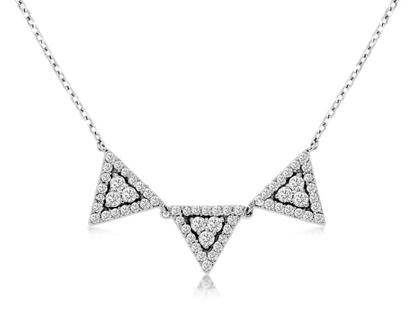 Diamond Accented Triple Triangle Design Necklace
