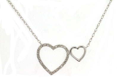 Diamond Accented Double Heart Design Necklace
