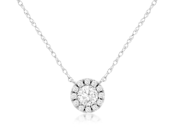 Single Diamond and Diamond Halo Pendant