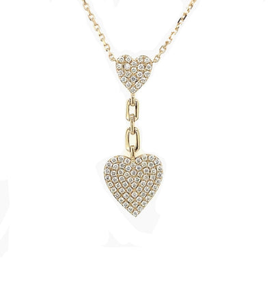 Diamond Double Heart Dangle Necklace