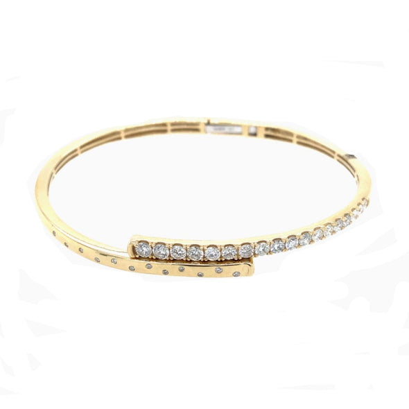 Diamond Bypass Design Cuff Bracelet