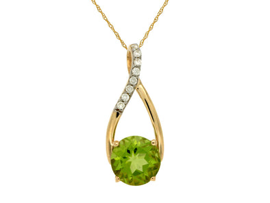 Peridot and Diamond Accented Open Teardrop Pendant