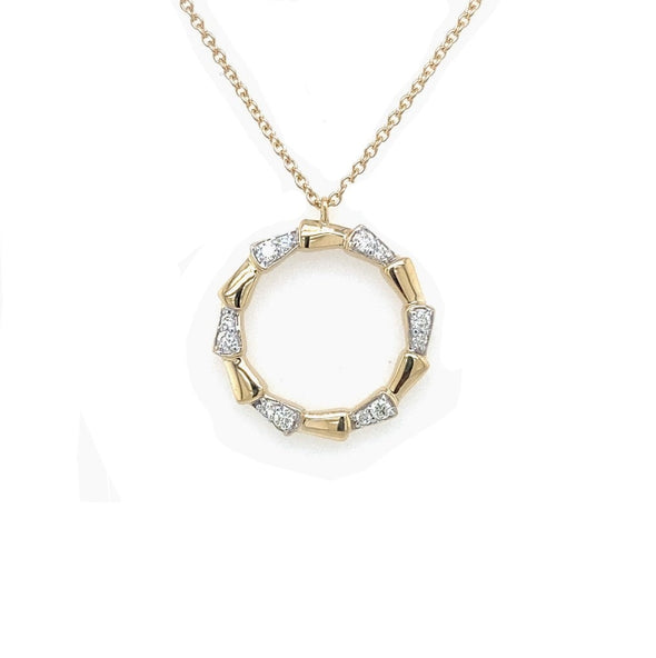 Alternating Diamond and Gold Open Circle Pendant