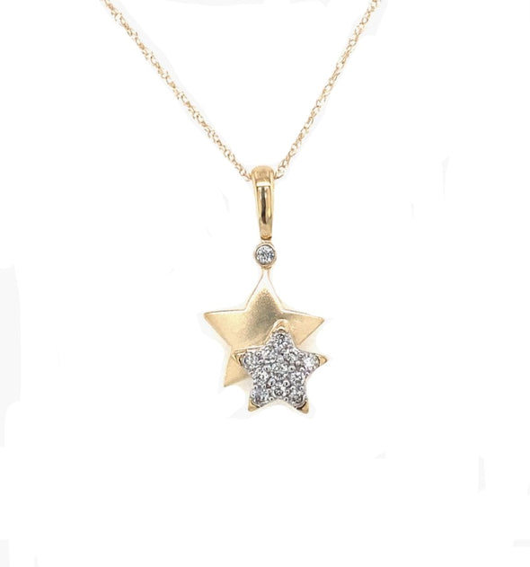 Diamond Accented Double Star Design Pendant