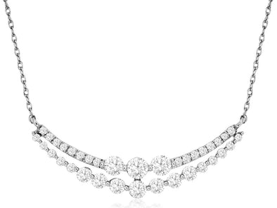 Double Diamond Row Curbed Design Necklace