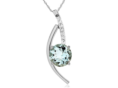 Contemporary Style Aquamarine and Diamond Pendant