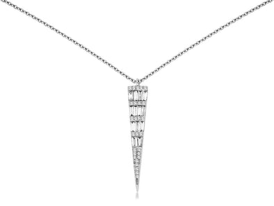 Baguette and Round Diamond Triangle Pendant