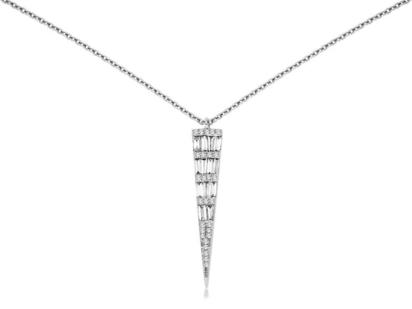 Baguette and Round Diamond Triangle Pendant