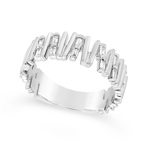 Baguette Diamond and Vertical Bar Design Ring