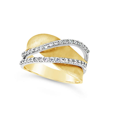 Diamond and Yellow Gold Wave Design Ring