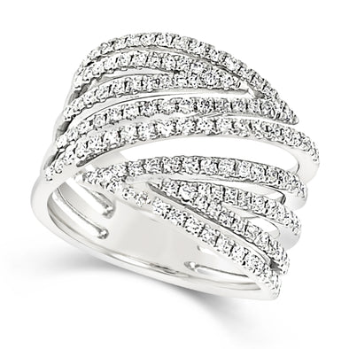 Diamond Nine Row Asymmetrical Design Ring