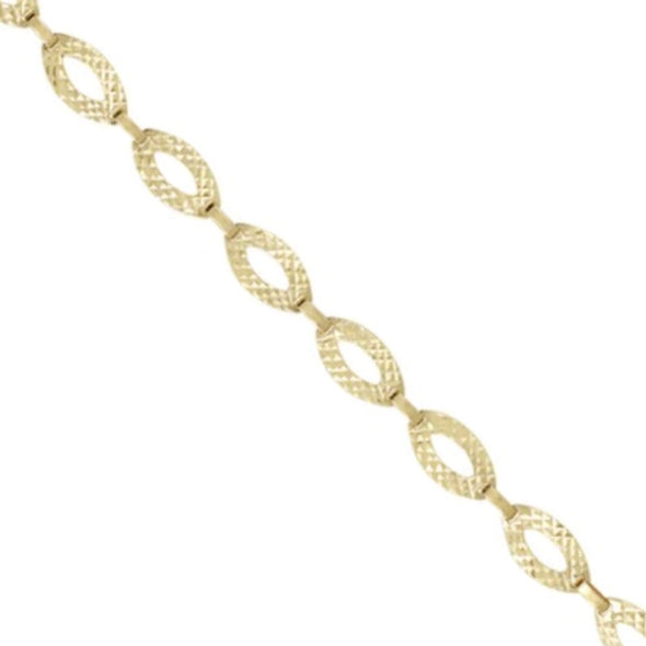 Hammered Finish Open Link Design Bracelet - 14kt Yellow Gold