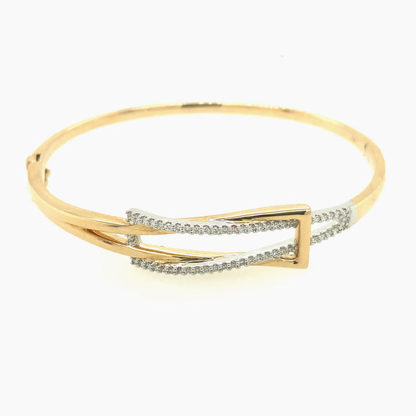 Diamond Accented Buckle Design Bangle Bracelet