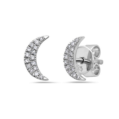 Diamond Moon Design Stud Earrings