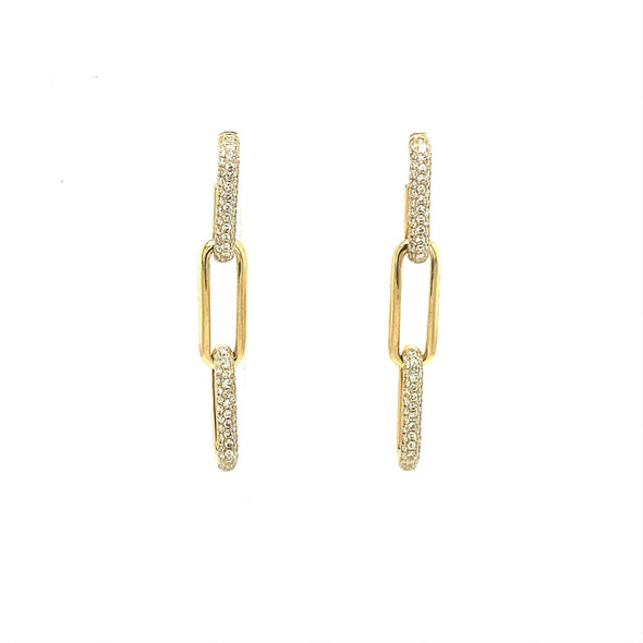 Diamond Accented Paperclip Design Earrings