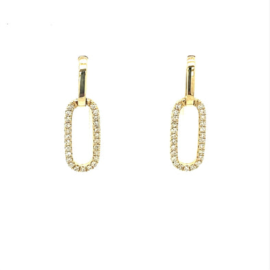 Diamond Paperclip Design Earrings