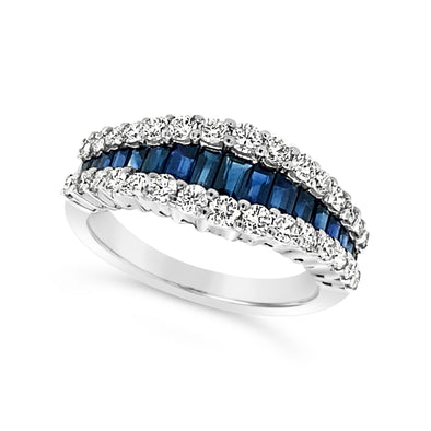Tapered Design Sapphire and Diamond Ring