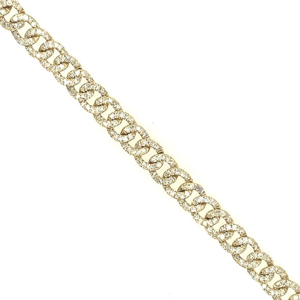 Diamond Accented Cuban Link Style Bracelet