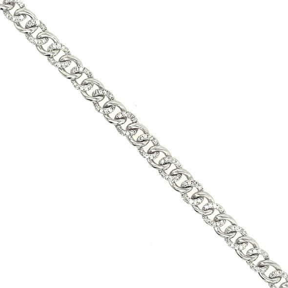 Diamond Accented Cuban Link Style Bracelet