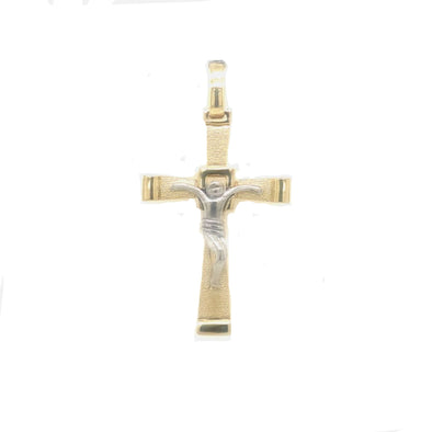 Textured Finish Crucifix - 14kt Two-Tone Crucifix