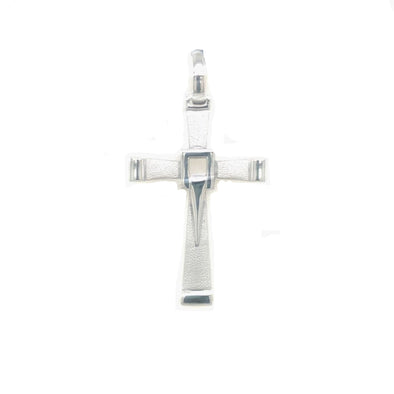 Textured and Raised Detail Cross - 14kt White Gold