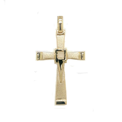 Textured and Raised Detail Cross - 14kt Yellow Gold
